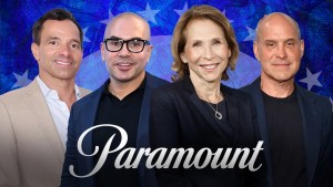 Paramount office of the CEO; George Cheeks, Chris McCarthy and Brian Robbins, with Shari Redstone