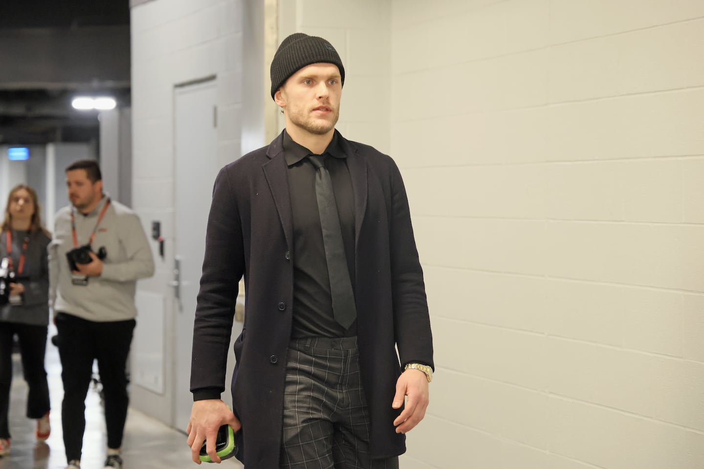 Mikko Rantanen arrives at UBS Arena for his first game for the Hurricanes following his trade from the Avalanche.  