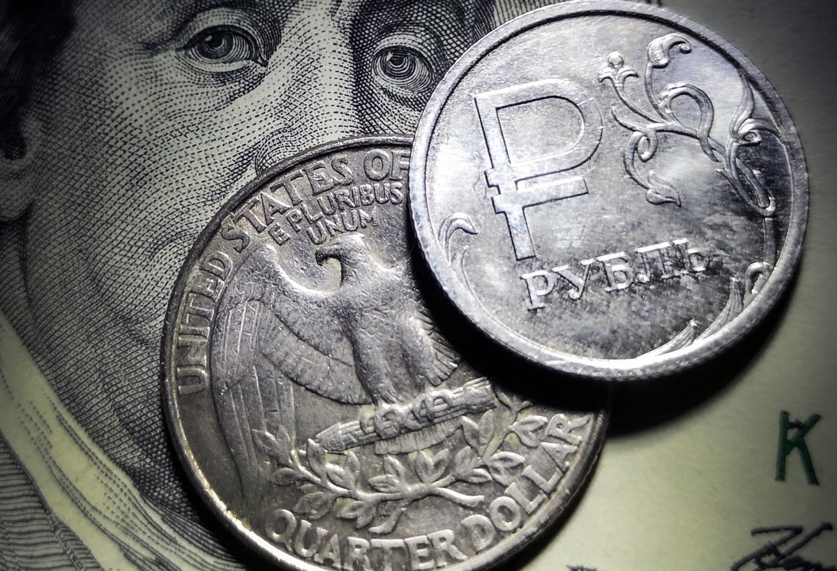 Russian ruble next to the U.S. dollar