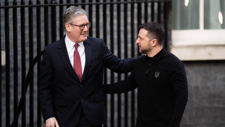 Prime Minister Sir Keir Starmer welcomes Ukrainian President Volodymyr Zelensky to 10 Downing Street, London for a bilateral meeting to discuss the UK's support for Ukraine. Picture date: Saturday March 1, 2025.
