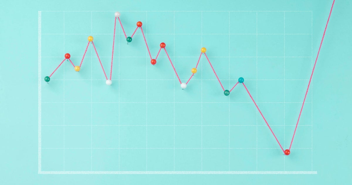 Statistical financial graph predicting economic growth on a blue background. 