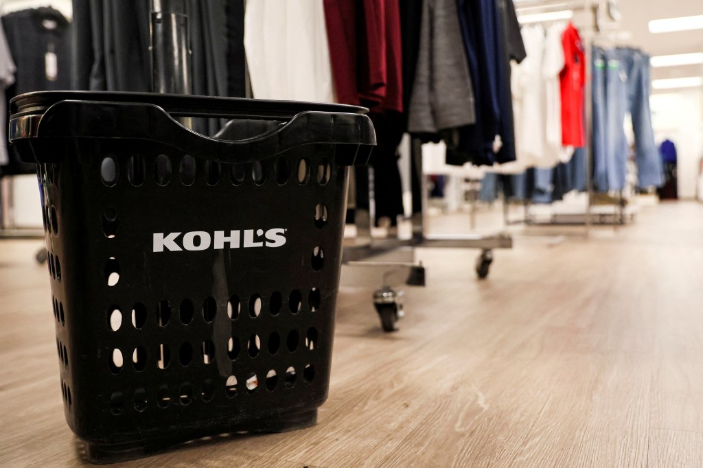 Kohl's shopping basket in a store.