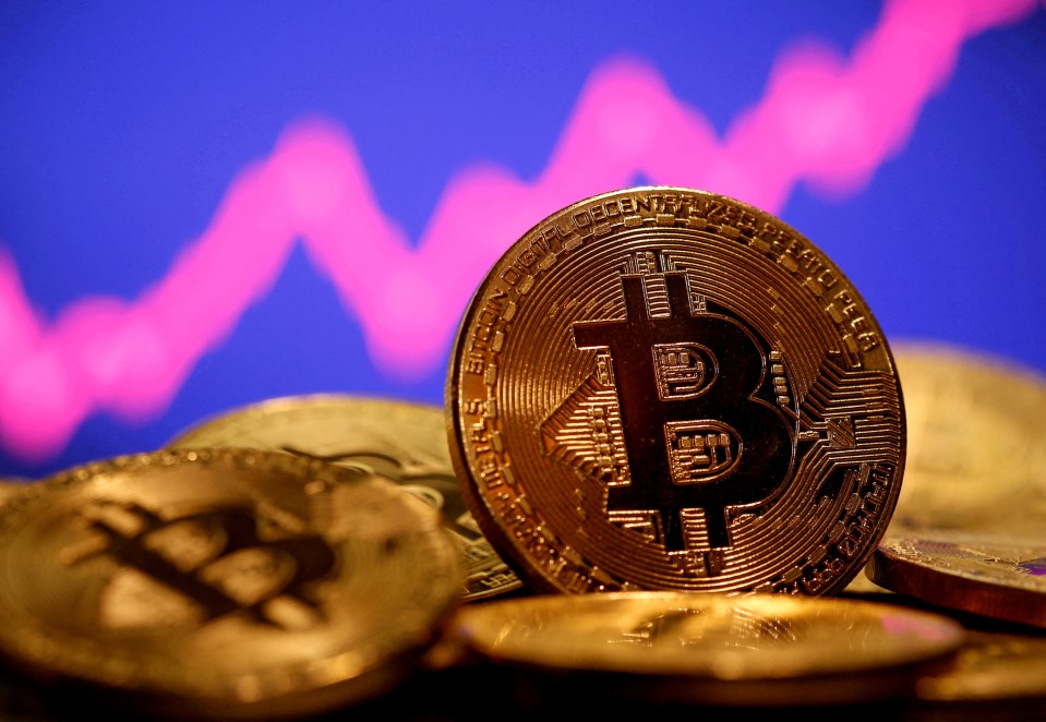 Illustration of a Bitcoin coin in front of a stock graph.