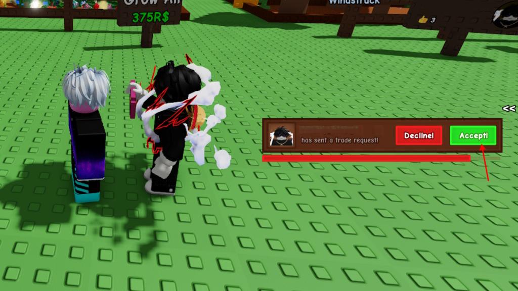 Accept Trade offer in Grow a Garden