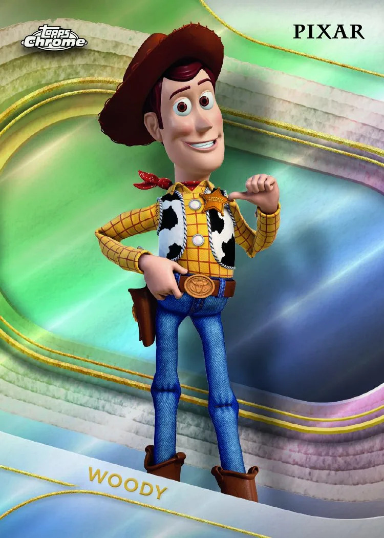 topps chrome disney collectible woody card