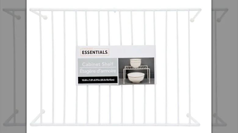 A white wire cabinet shelf