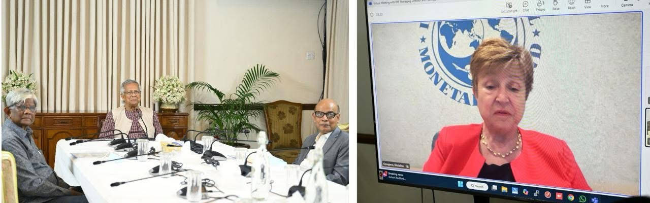 Georgieva spoke with Professor Yunus via video phone call from Washington, D.C., in the evening on Tuesday (16 September). Photo: CA Press Wing