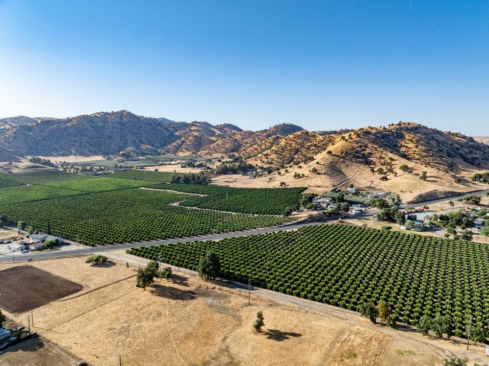 Aerial Highway CA-198 Sierra Dr scene at Lemon Cove, california, USA