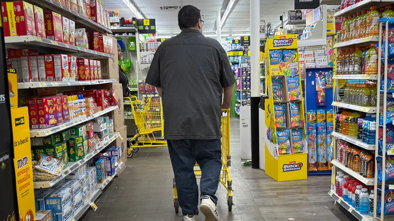 A person shopping at a Dollar General store