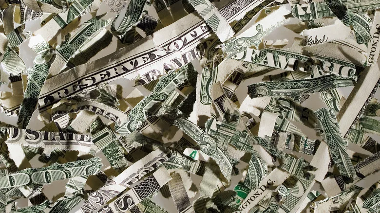 A pile of shredded U.S. currency