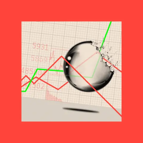 BBC A treated image of a bubble bursting with graph lines running through it