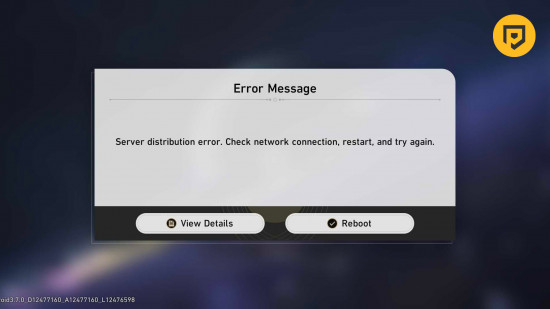 An image showing the error message in Honkai Star Rail