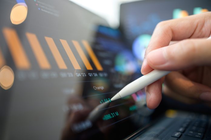 Financial technology with AI data applying artificial intelligence robotic trading in mobile app platform cryptocurrencies and invest in digital asset cryptocurrency