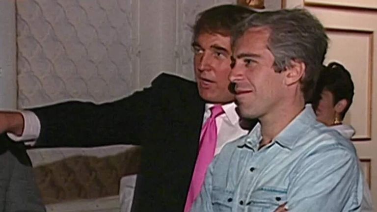 Trump and Epstein at a party together in 1992. Pic: NBC News