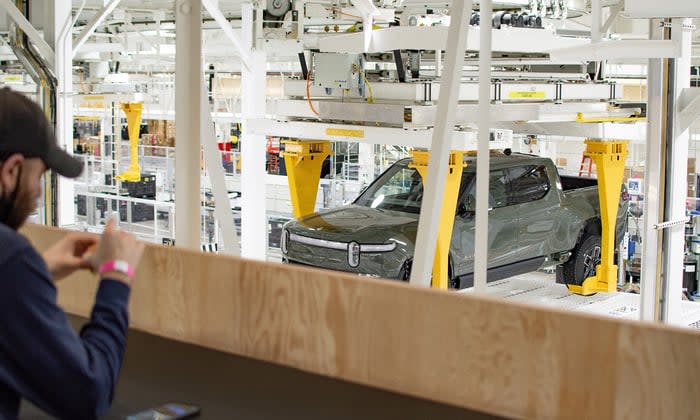 Rivian truck under construction.