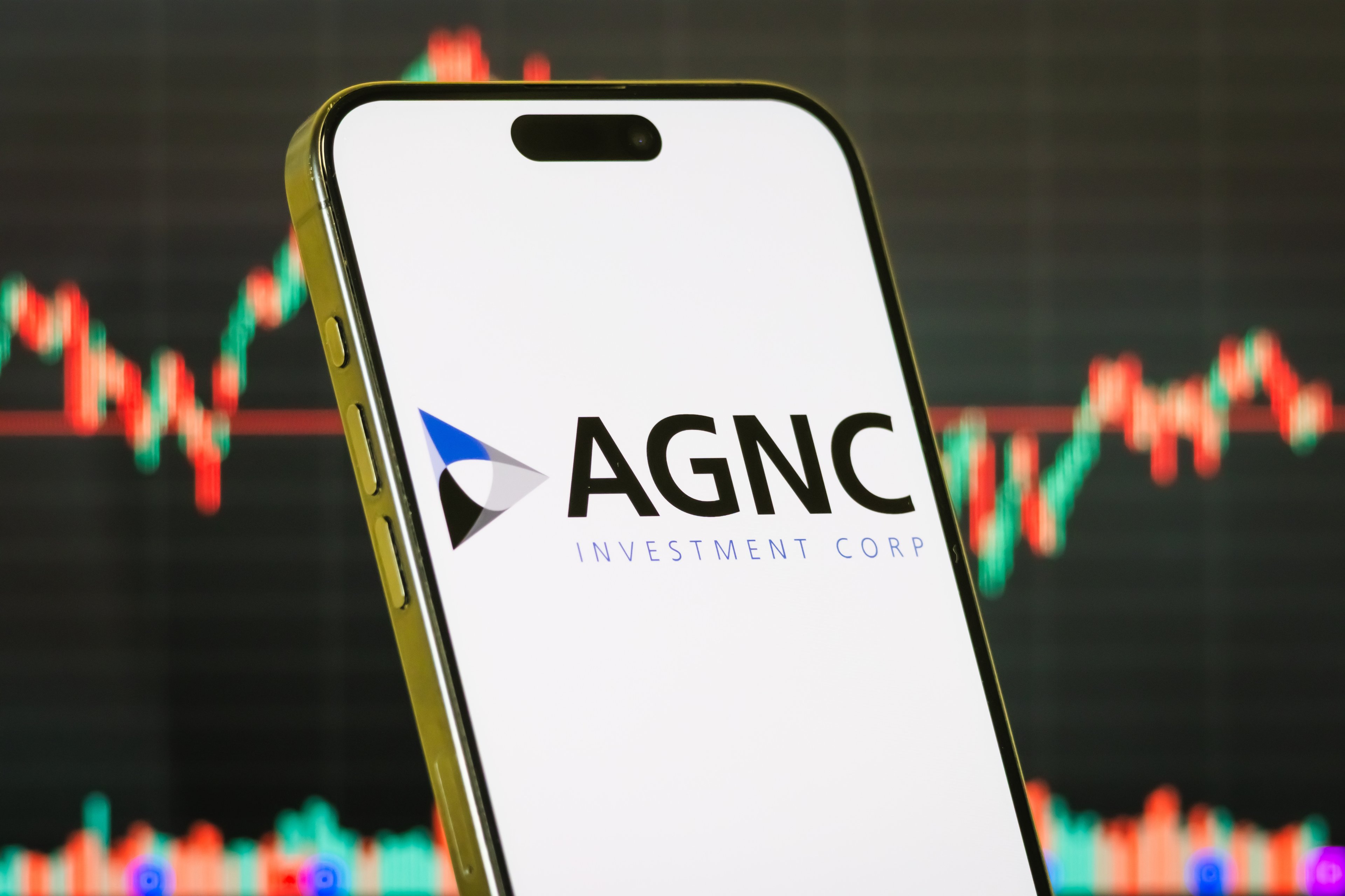 AGNC's logo on a mobile phone.