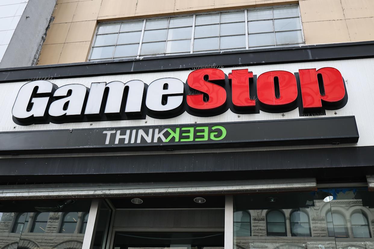 GameStop shares rose dramatically in a surge of "meme stock" investing during the COVID-19 pandemic.