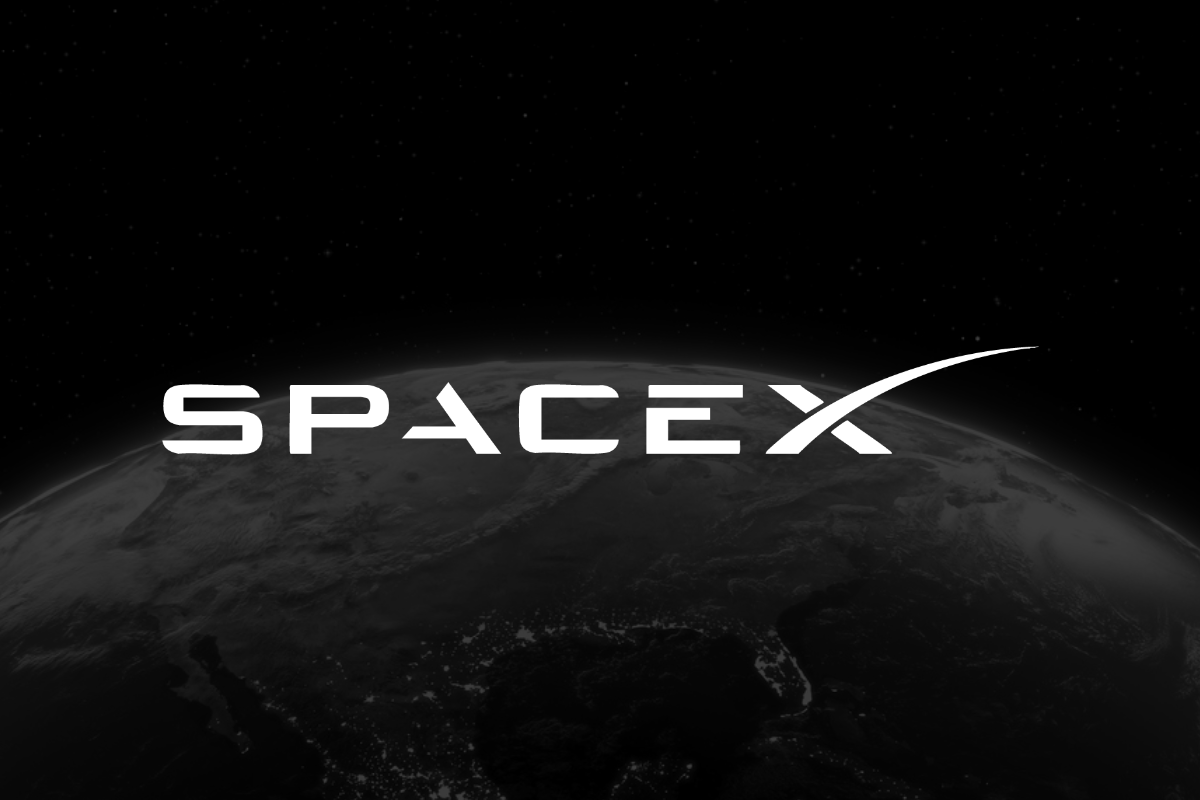 The SpaceX logo on a black background.