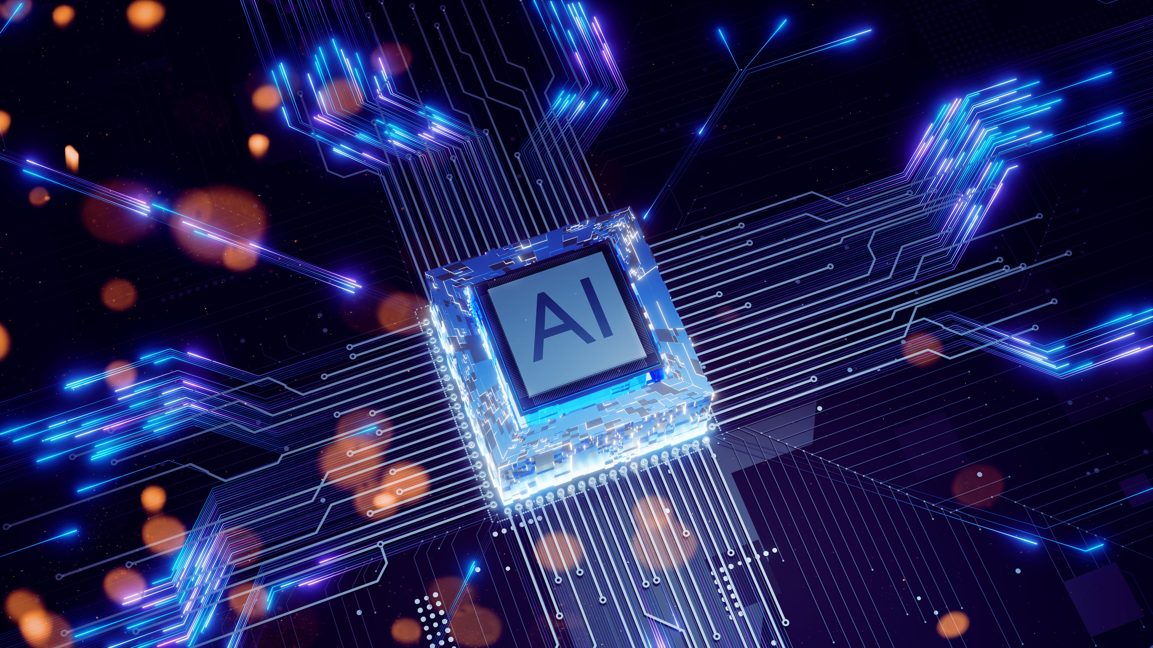 An AI chip rests in a computer.