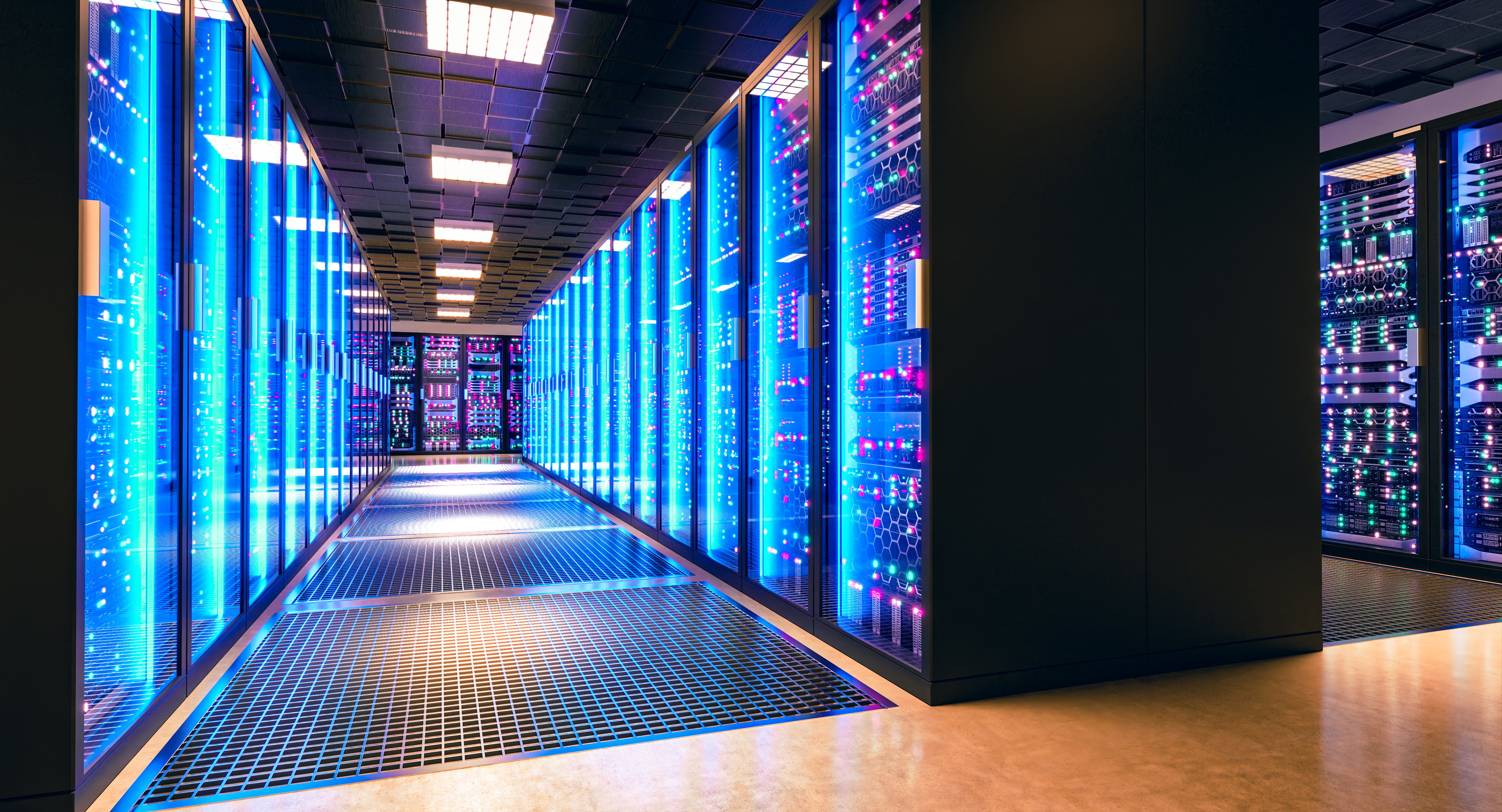 A lit data center.