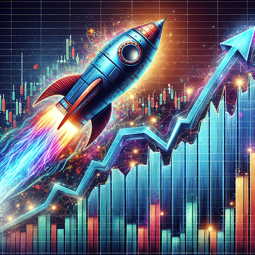 Rocketship rising on a stock chart. 