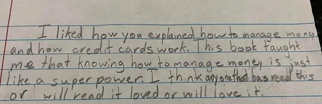 Feedback from a young reader after reading Chinchu Gets a Superpower