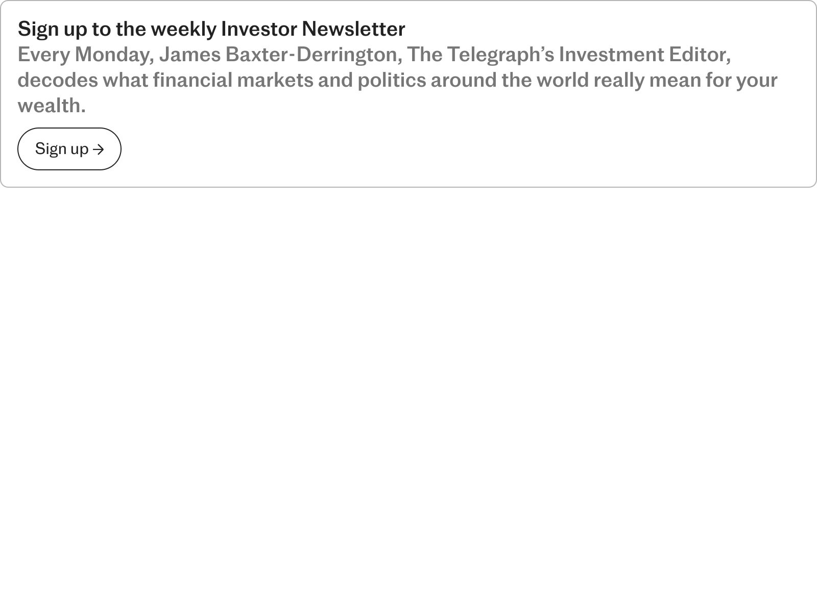 Sign up to investor newsletter